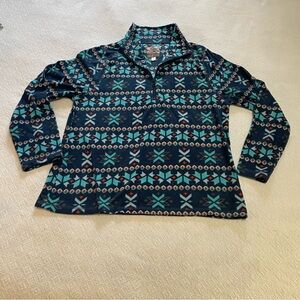 Geometric Patterned Women's Fleece - Blue and Green‎ Size Large